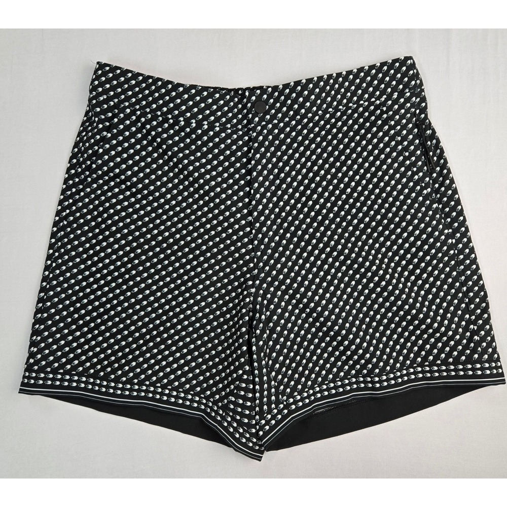 VRST Mens 6 Inch Resort Short Pure Black Print Geometric Relaxed Fit Medium
